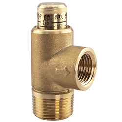 Brass pressure relief valve with threaded connection designed for industrial pipeline safety and overpressure protection
